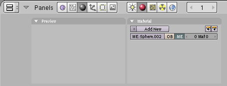 Panel "Material" vide